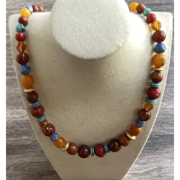 Vintage Liz Claiborne Necklace LCI Beaded Inch Multi Color Signed Sz 28” - Picture 4 of 11